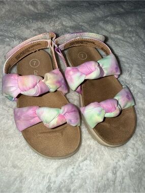Cat & Jack Pastel Tie-Dye Knotted Strap Sandals - Pink, Green, Yellow